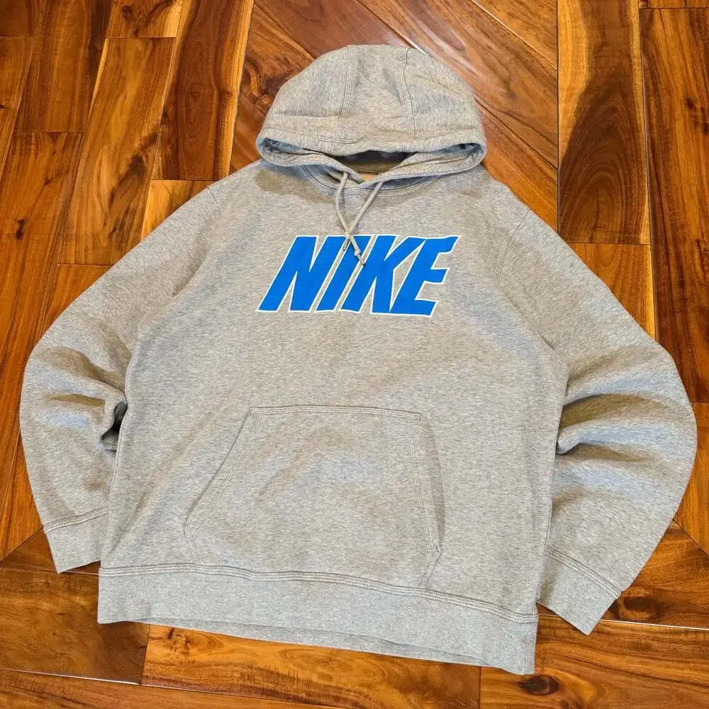 Vintage Early 2000s Nike Spellout Hoodie Grey Blue Boxy Large